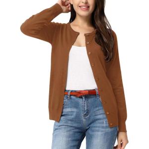 GRACE KARIN Brown Cardigan Sweaters for Women Lightweight Dressy Button Down Sweater Jacket Spring Clothes Outfits S