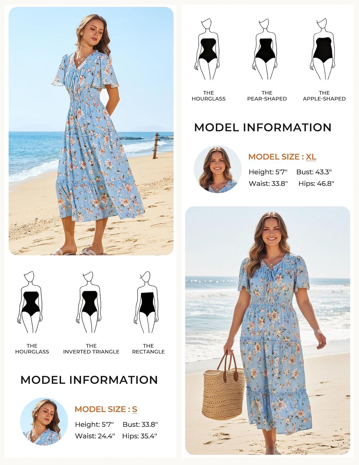 imageGRACE KARIN Womens Summer Floral Maxi Dresses 2026 Short Sleeve Casual Dress Flowy Beach Vacation Sundress with PocketsLight Blue Floral