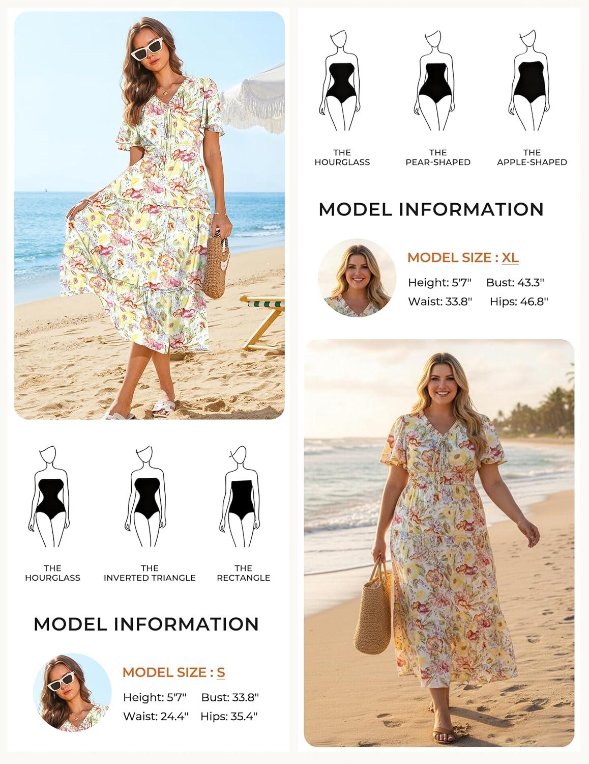 imageGRACE KARIN Womens Summer Floral Maxi Dresses 2026 Short Sleeve Casual Dress Flowy Beach Vacation Sundress with PocketsOrange Yellow Floral