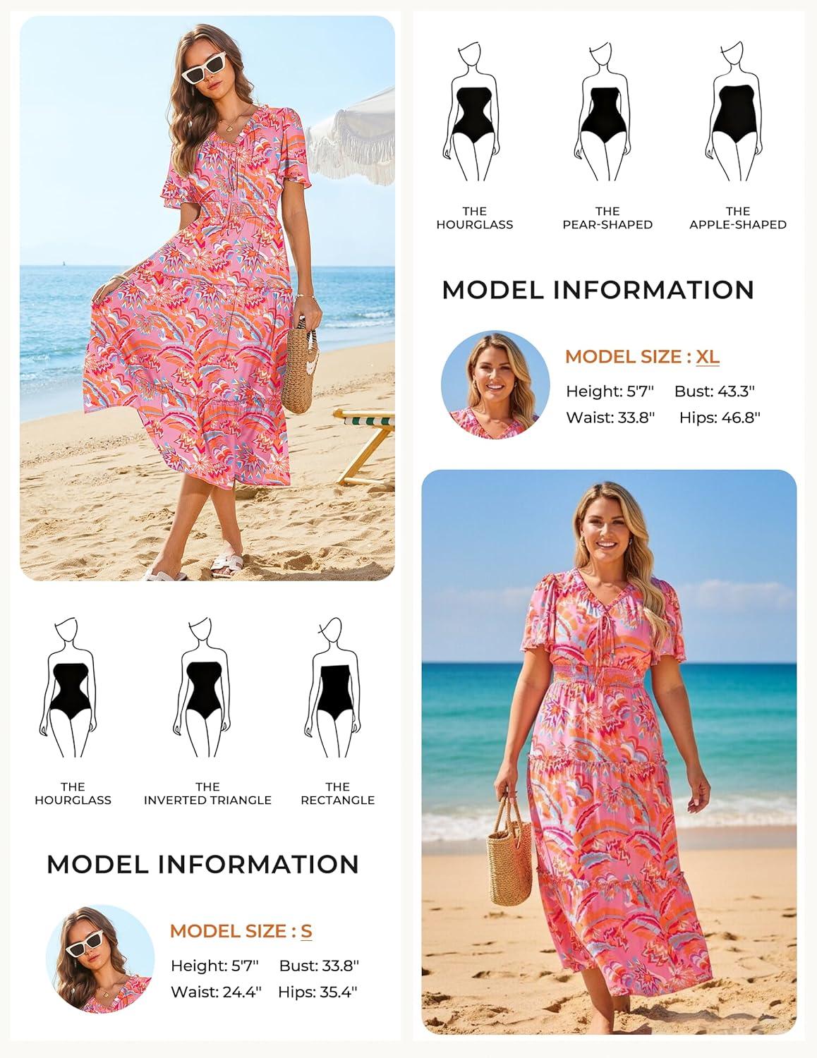 imageGRACE KARIN Womens Summer Floral Maxi Dresses 2026 Short Sleeve Casual Dress Flowy Beach Vacation Sundress with PocketsPink Floral