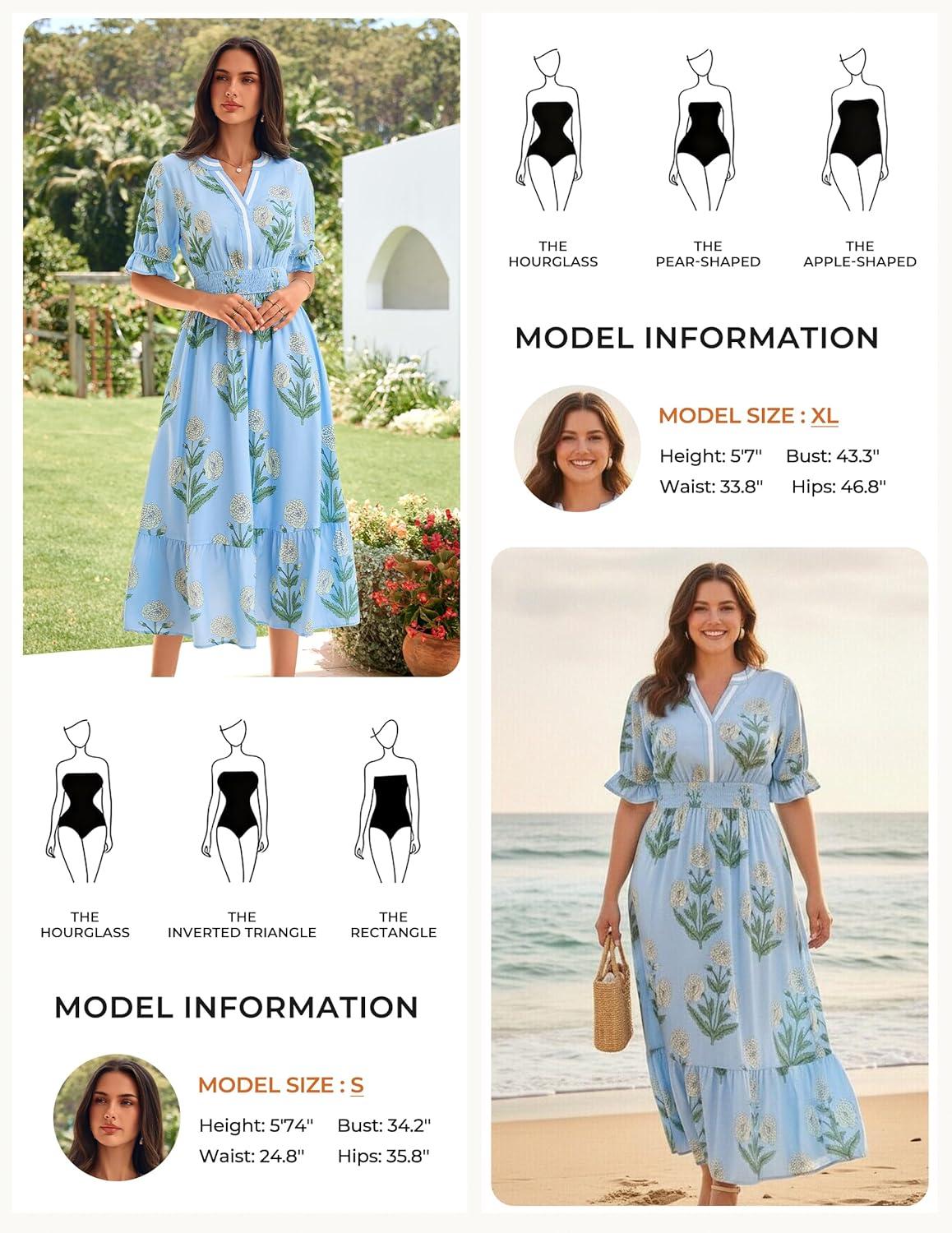 imageGRACE KARIN Womens Summer Floral Maxi Dress 2026 Casual Ruffle Short Sleeve Boho Dress A Line Flowy Dresses with PocketsBlue Yellow Flower