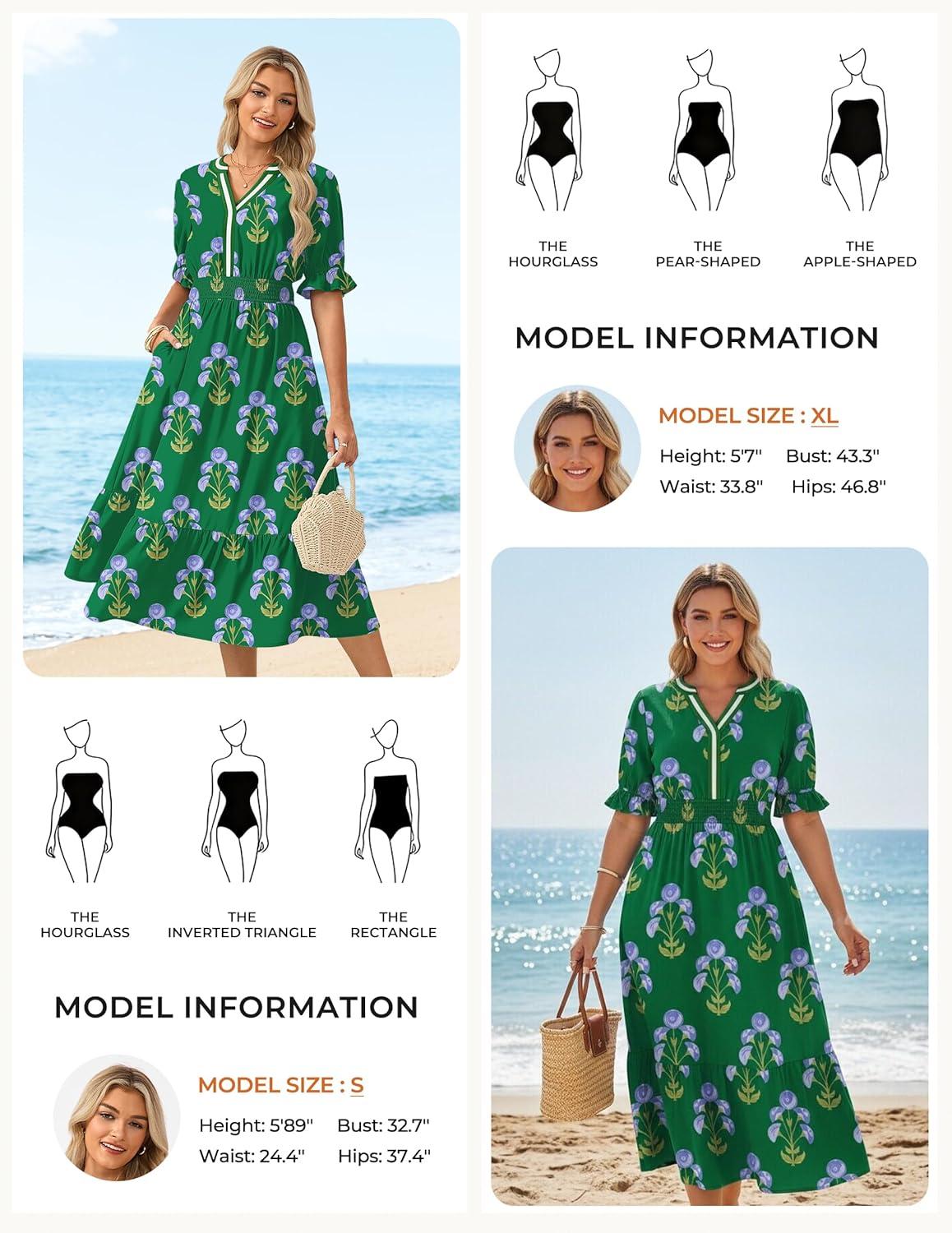 imageGRACE KARIN Womens Summer Floral Maxi Dress 2026 Casual Ruffle Short Sleeve Boho Dress A Line Flowy Dresses with PocketsGreen Blue Flower