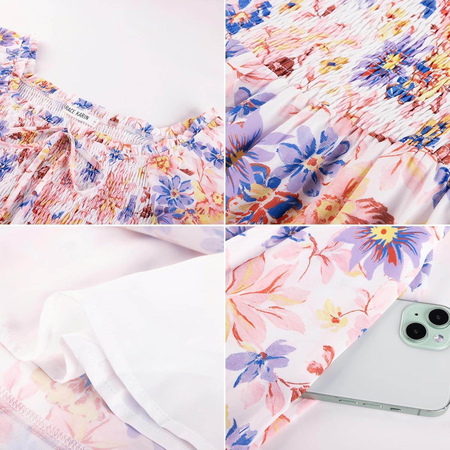 imageGRACE KARIN Womens Summer Floral Maxi Dress 2026 Flowy Wedding Guest Dress A Line Boho Dresses Fashion Clothing with PocketsMulticolor Floral