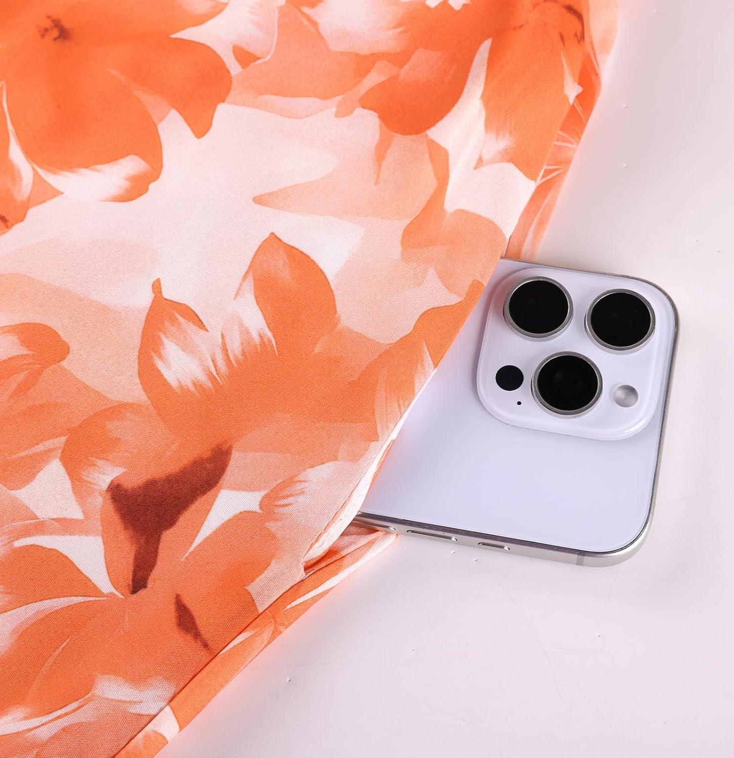 imageGRACE KARIN Womens Summer Floral Maxi Dress 2026 Flowy Wedding Guest Dress A Line Boho Dresses Fashion Clothing with PocketsOrange Floral