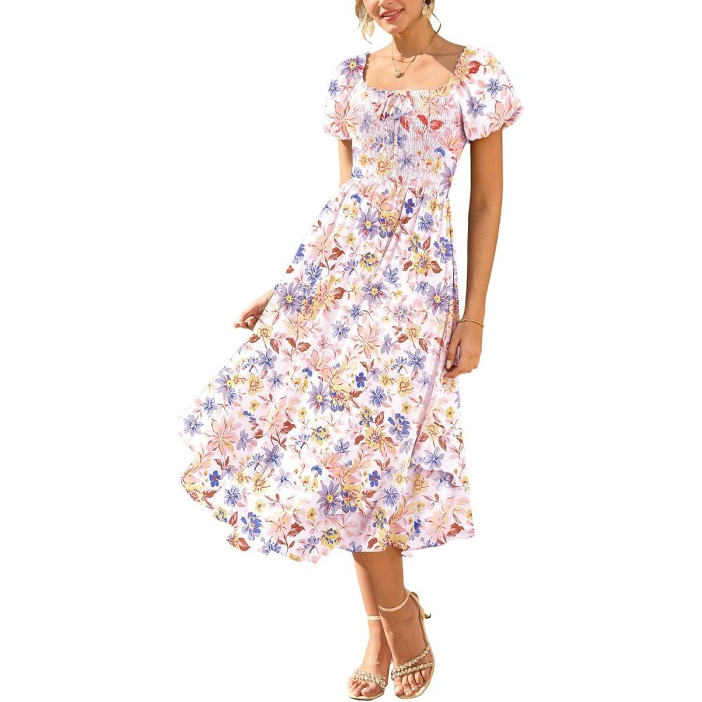 imageGRACE KARIN Womens Summer Floral Maxi Dress 2026 Flowy Wedding Guest Dress A Line Boho Dresses Fashion Clothing with PocketsMulticolor Floral