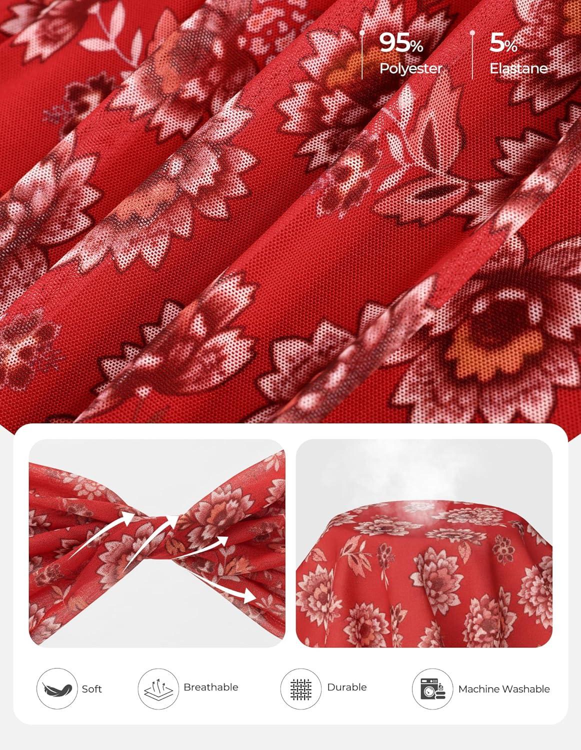 imageGRACE KARIN 2026 Womens Mesh Tops Summer Ruffle Sleeve Dressy Casual Top Floral Wrap Blouse Fashion OutfitsRed