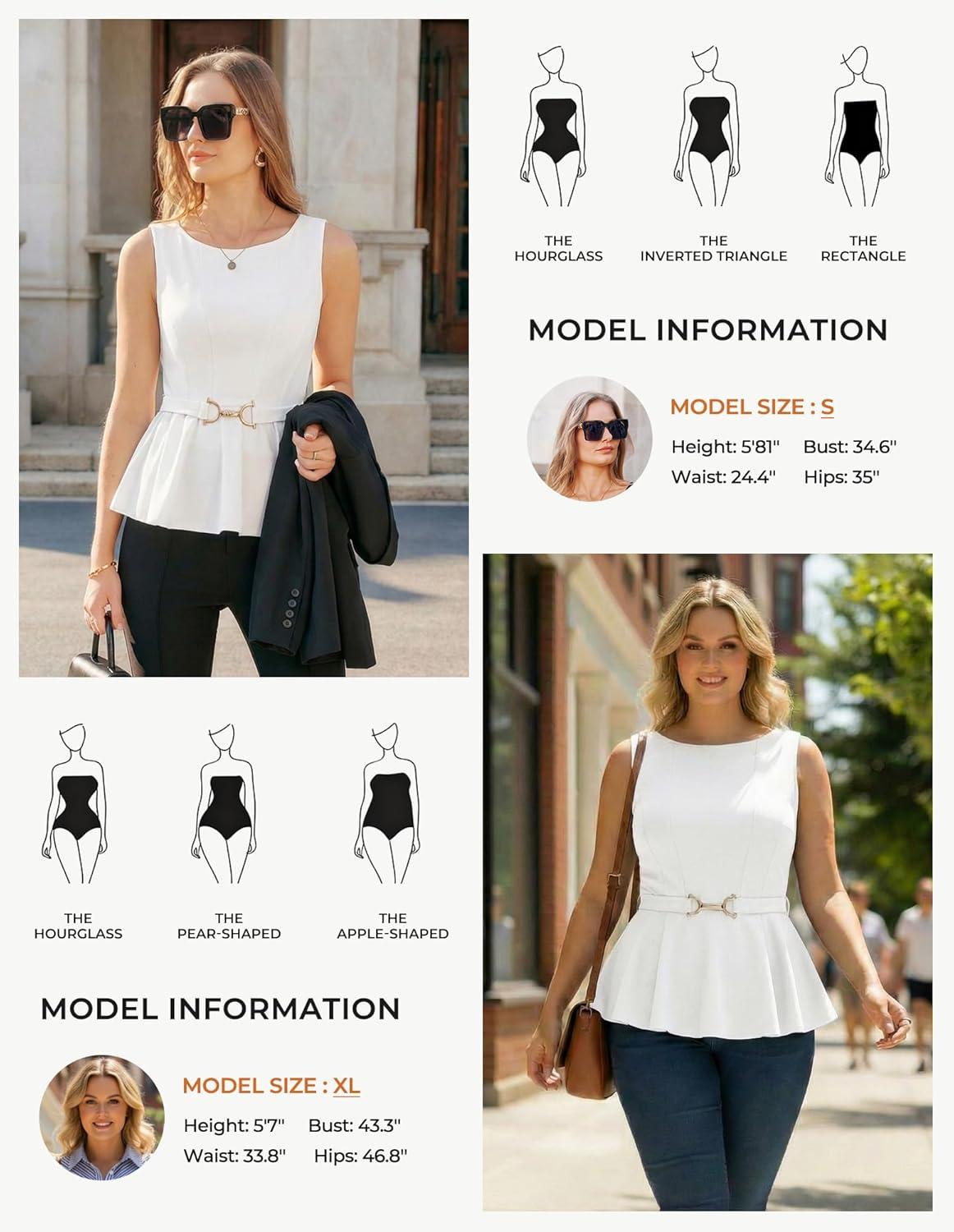 imageGRACE KARIN Peplum Tops for Women Work Blouses Business Casual DressySleeveless Spring Office Outfits with Tie Belt 2026White