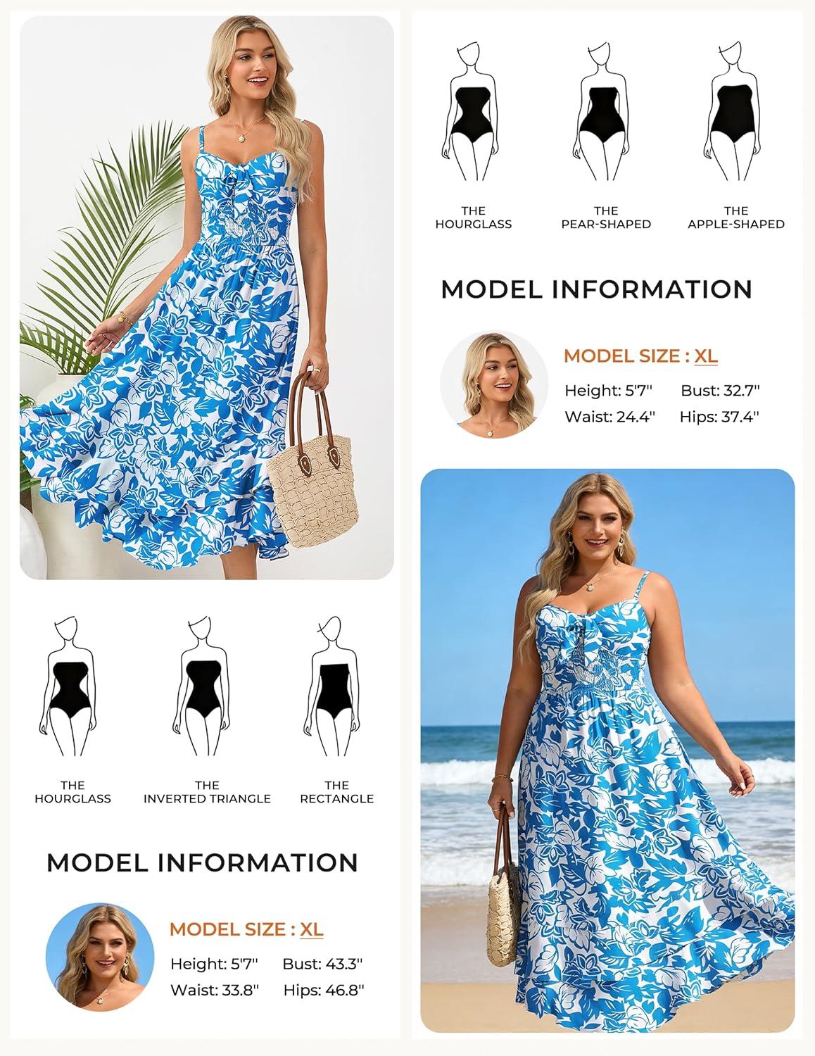 imageGRACE KARIN Womens Maxi Floral Sundresses Summer Beach Boho Dress Spaghetti Strap Dresses Casual Fashion Clothes with PocketsBlue and White Floral