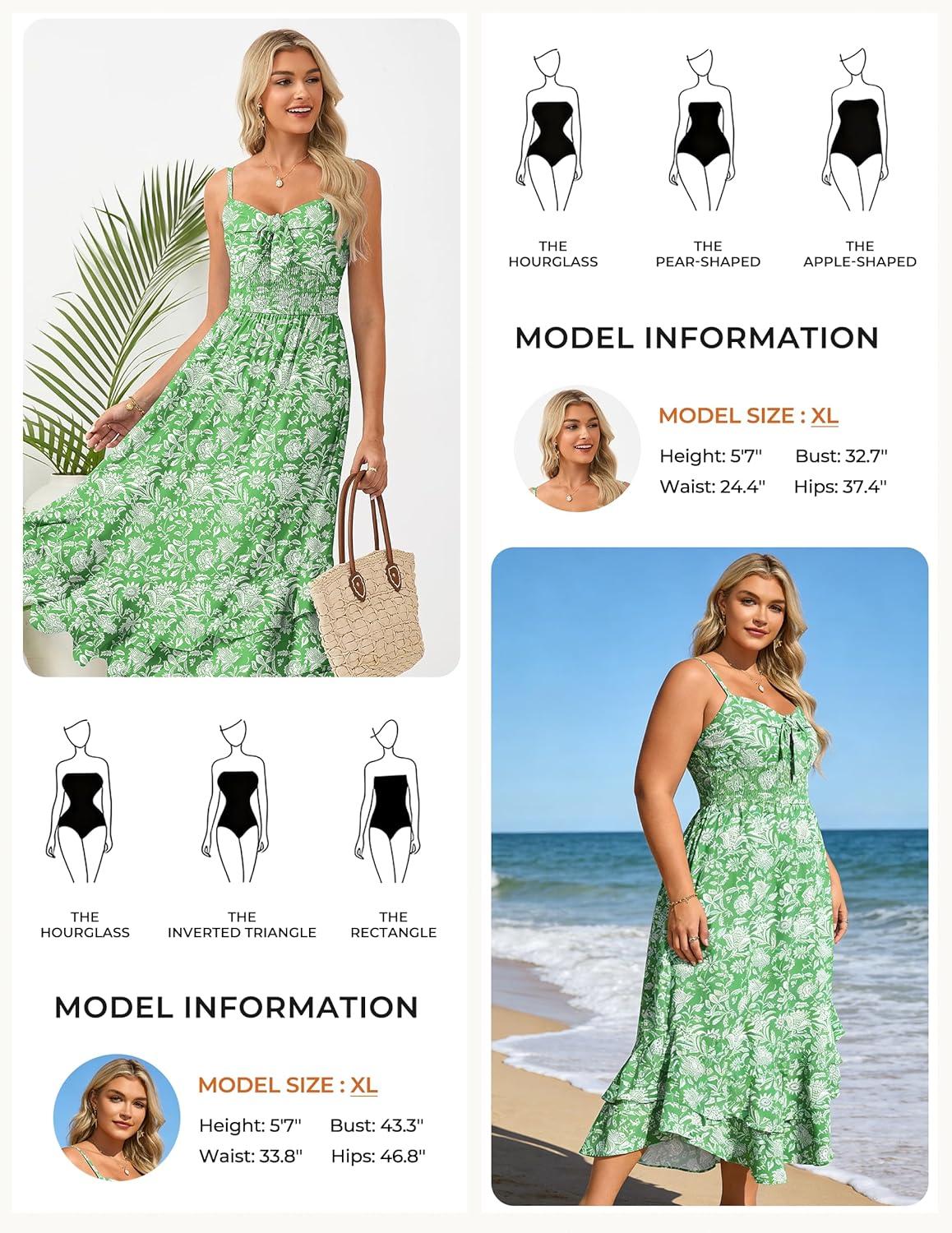 imageGRACE KARIN Womens Maxi Floral Sundresses Summer Beach Boho Dress Spaghetti Strap Dresses Casual Fashion Clothes with PocketsGreen and White Floral
