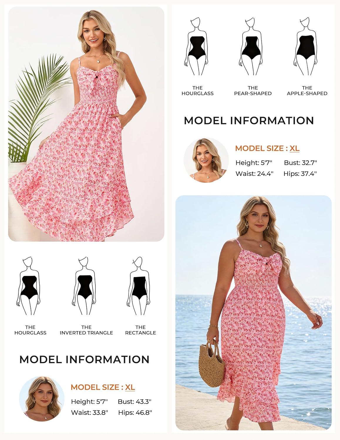 imageGRACE KARIN Womens Maxi Floral Sundresses Summer Beach Boho Dress Spaghetti Strap Dresses Casual Fashion Clothes with PocketsPink Floral
