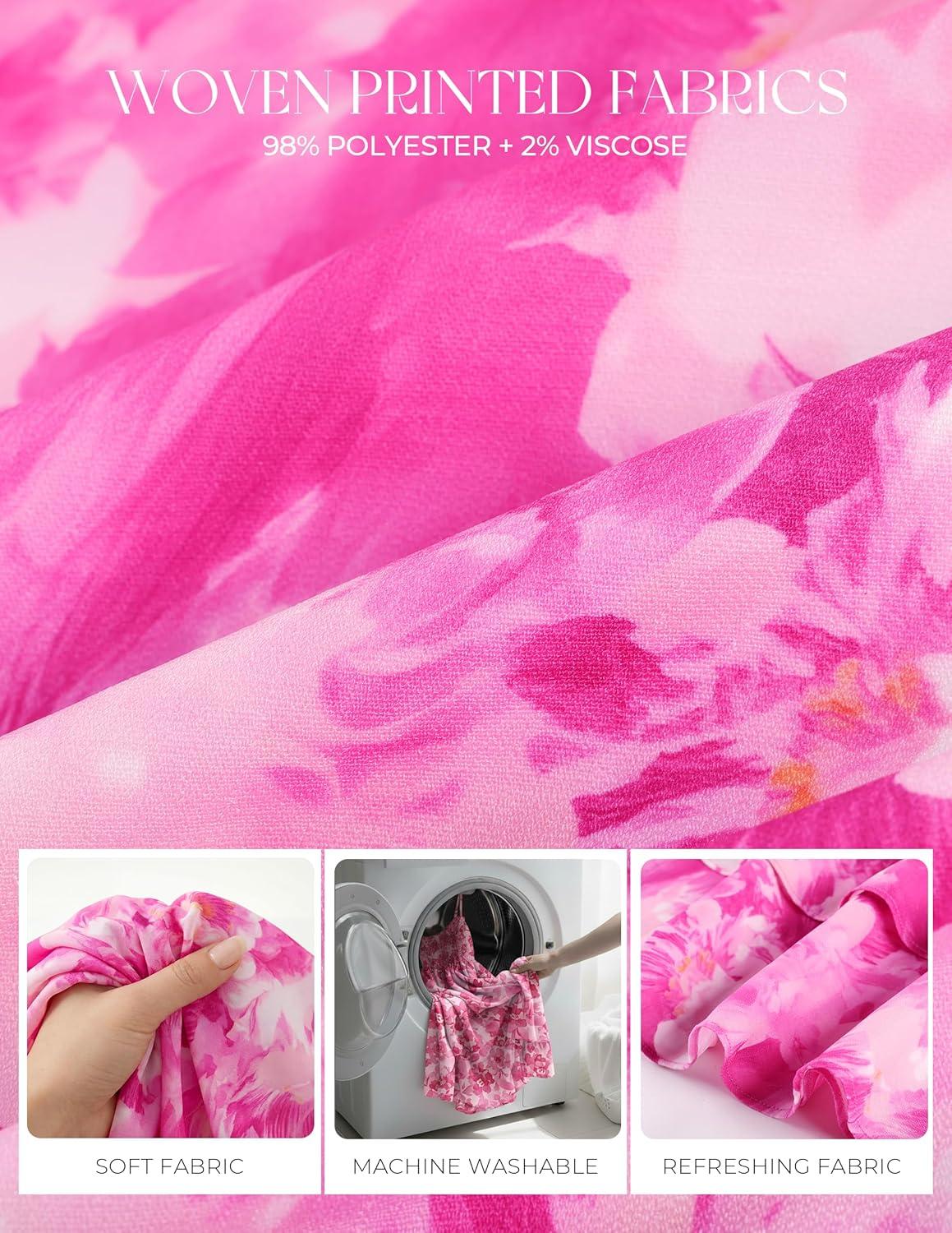 imageGRACE KARIN Womens Maxi Floral Sundresses Summer Beach Boho Dress Spaghetti Strap Dresses Casual Fashion Clothes with PocketsRose Pink Floral