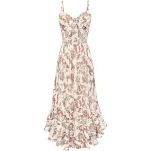 GRACE KARIN Womens Maxi Floral Sundresses Summer Beach Boho Dress Spaghetti Strap Dresses Casual Fashion Clothes with Pockets(Beige Floral)
