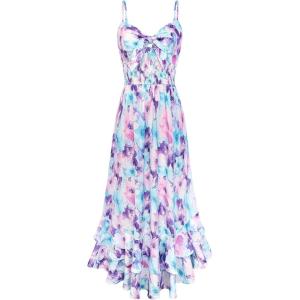 GRACE KARIN Womens Maxi Floral Sundresses Summer Beach Boho Dress Spaghetti Strap Dresses Casual Fashion Clothes with Pockets(Blue Purple Floral)