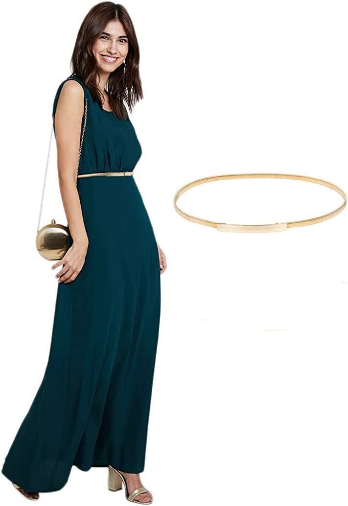 imageGRACE KARIN Women Skinny Metal Cinch Belt Gold Waistband Elastic Waist Belt CL633Gold