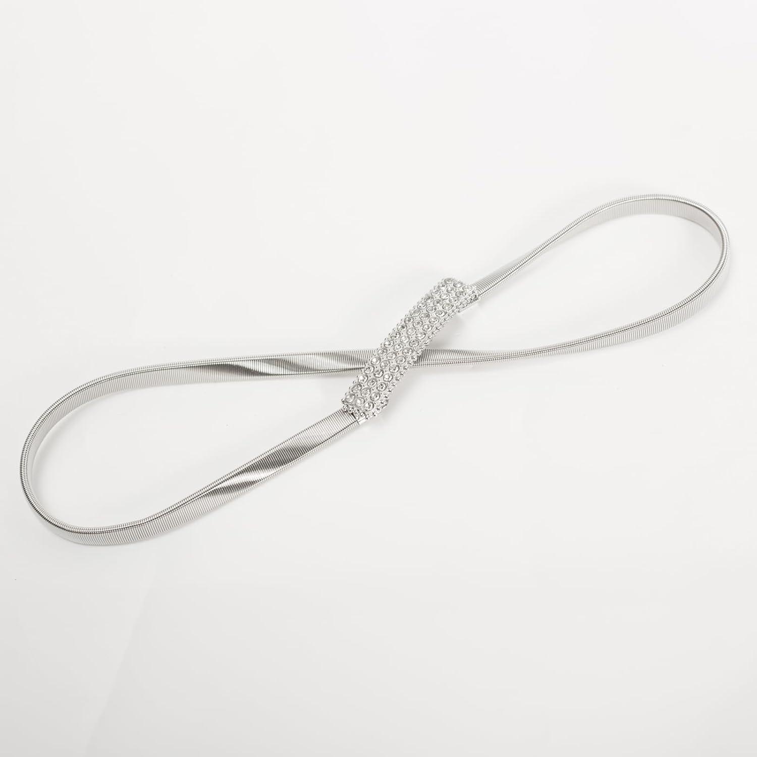 imageGRACE KARIN Women Skinny Metal Cinch Belt Gold Waistband Elastic Waist Belt CL633Silver41