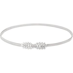 GRACE KARIN Women Skinny Metal Cinch Belt Gold Waistband Elastic Waist Belt CL633(Silver-leaf)