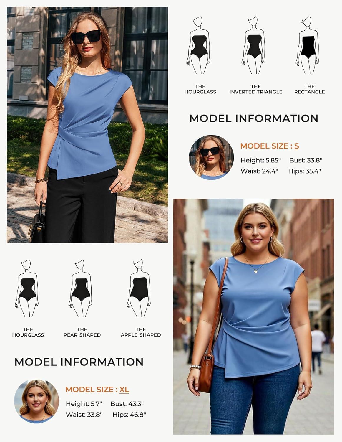 imageGRACE KARIN Womens 2026 Spring Short Sleeve Tops Dressy Casual Peplum Shirts Outfit Tunic Blouses Trendy Fashion ClothesBlue