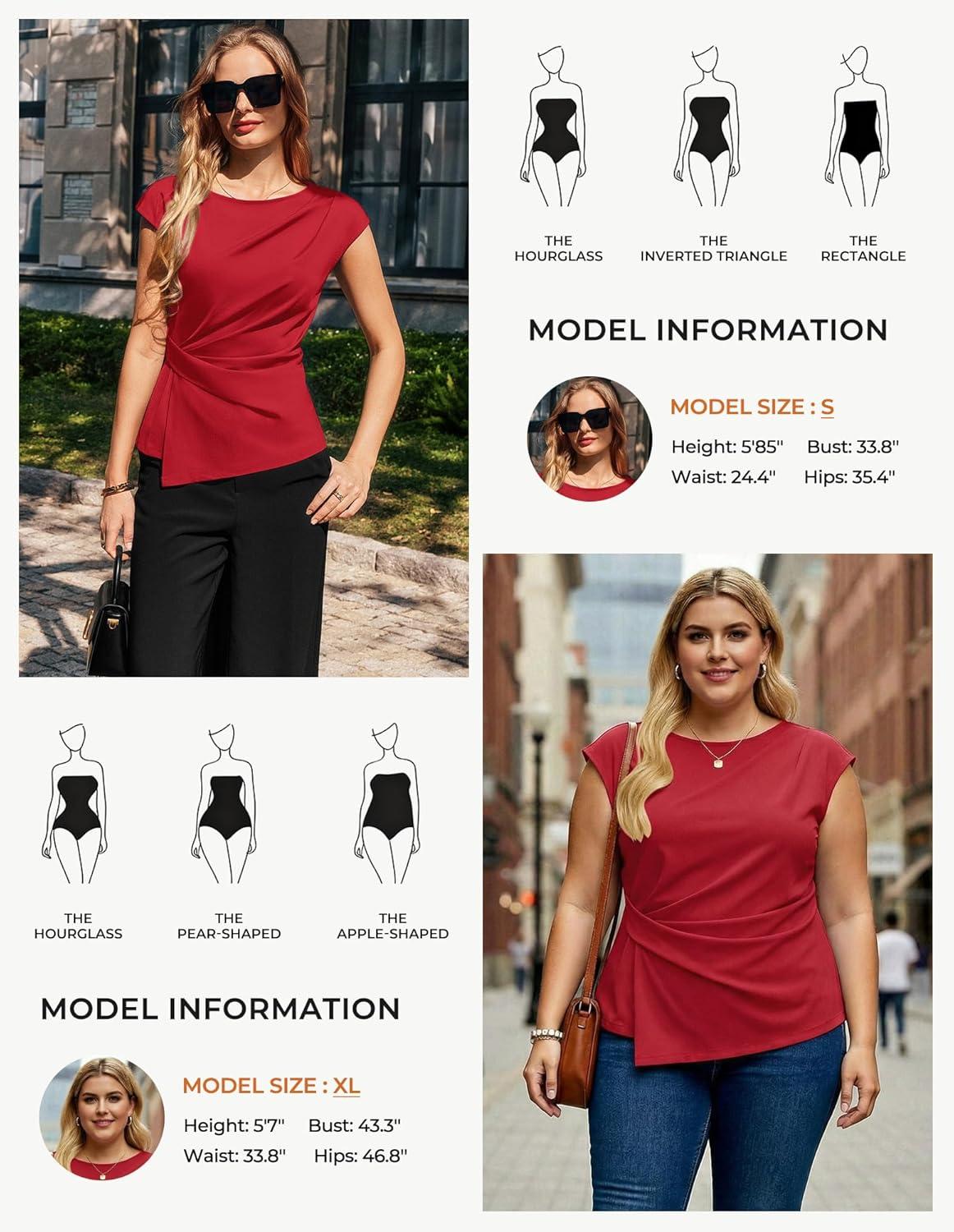 imageGRACE KARIN Womens 2026 Spring Short Sleeve Tops Dressy Casual Peplum Shirts Outfit Tunic Blouses Trendy Fashion ClothesRed