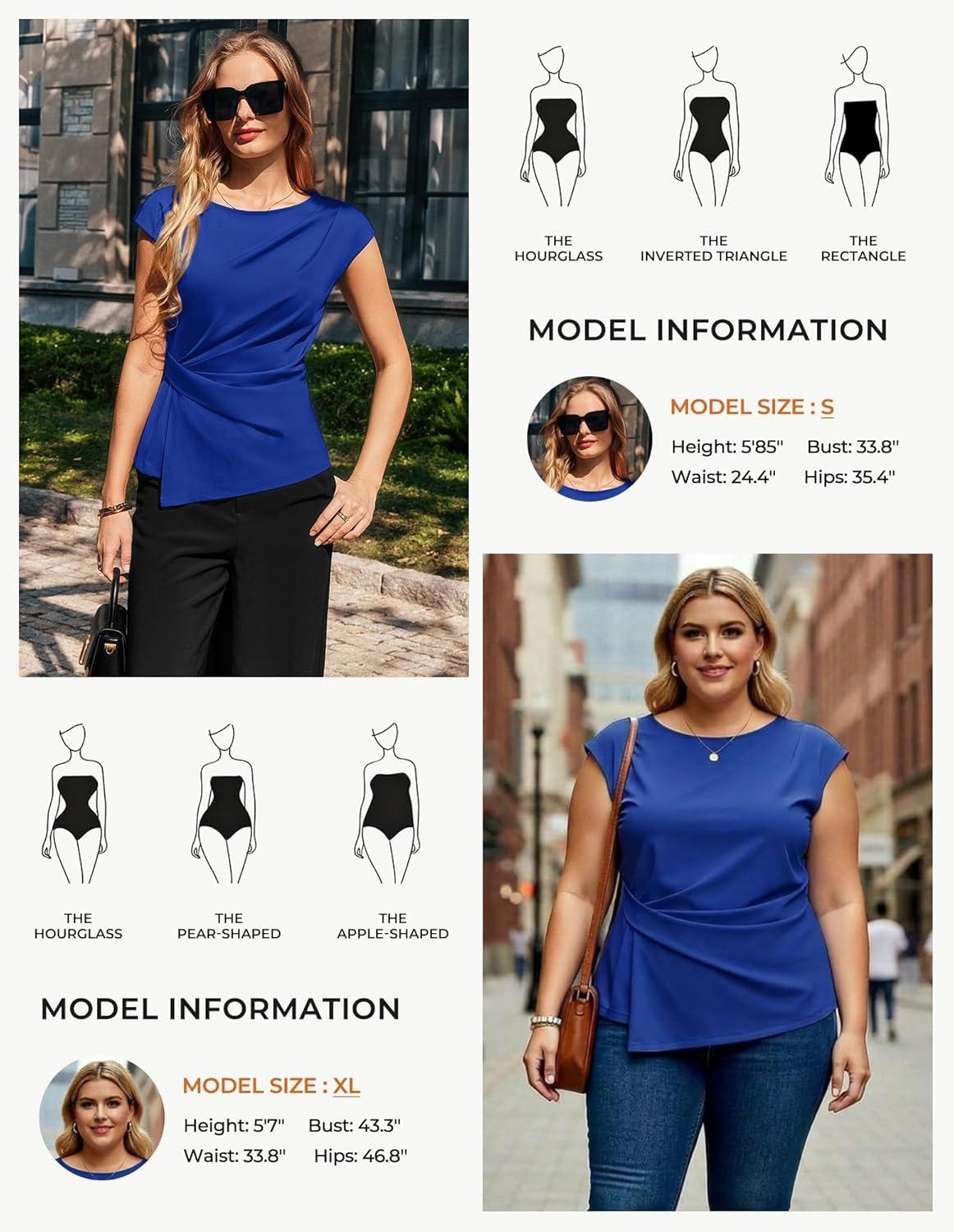 imageGRACE KARIN Womens 2026 Spring Short Sleeve Tops Dressy Casual Peplum Shirts Outfit Tunic Blouses Trendy Fashion ClothesRoyal Blue