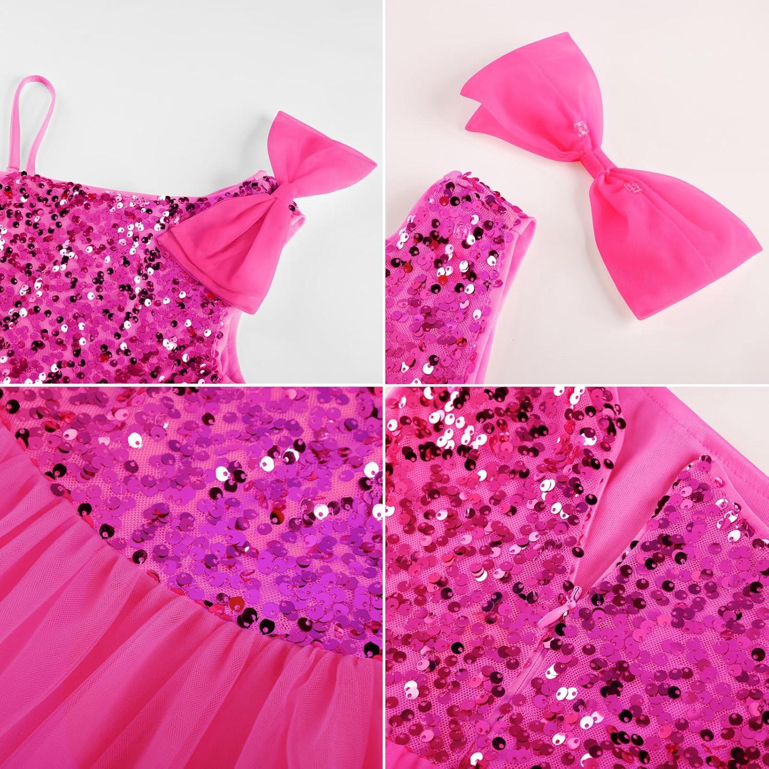 imageGRACE KARIN Girls Party Sequin Formal Dress 714Y Birthday Dance Graduation Sparkly Pageant Dresses Wedding Flower Girl DressRose Red