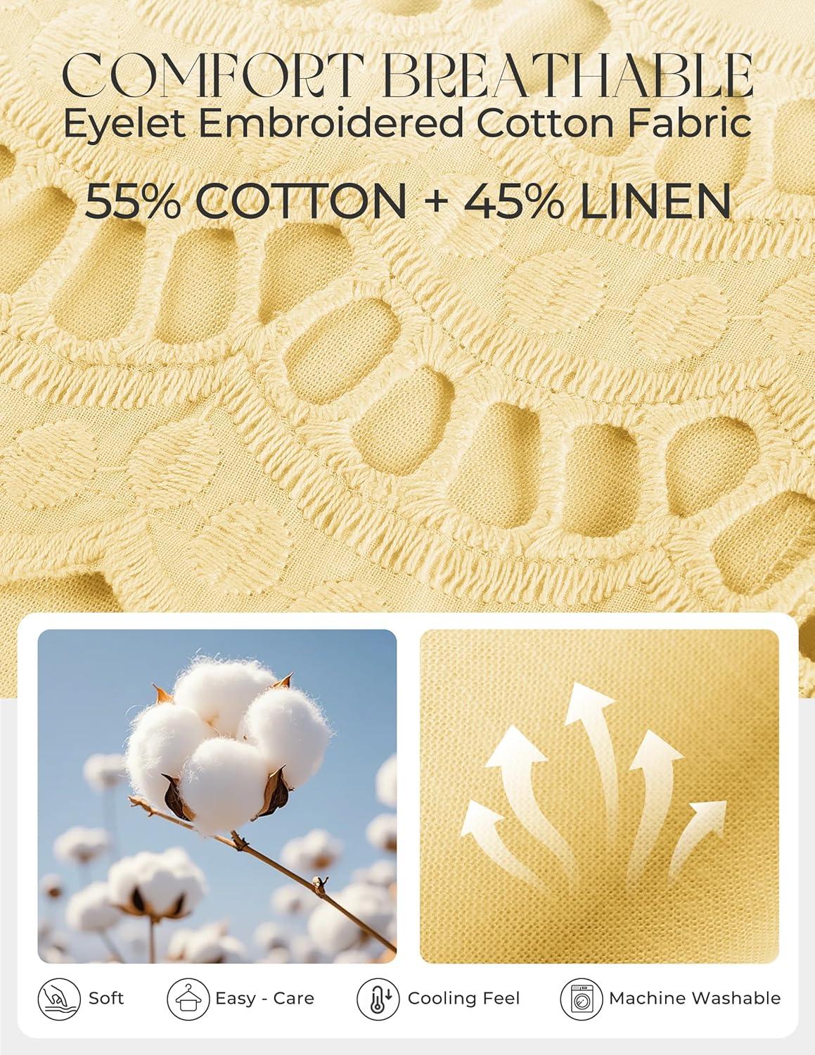 imageGRACE KARIN Womens Summer Tops Cotton Linen Eyelet Flowy Blouses Beach Vacation V Neck Button Down Shirts Trendy Clothes 2026Butter Yellow