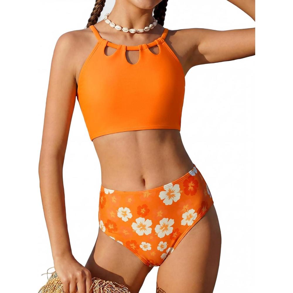 imageGRACE KARIN Teen Girls Swimsuits Two Piece Bikini Sets Bathing Suit Girl Swimwear Size 614Orange