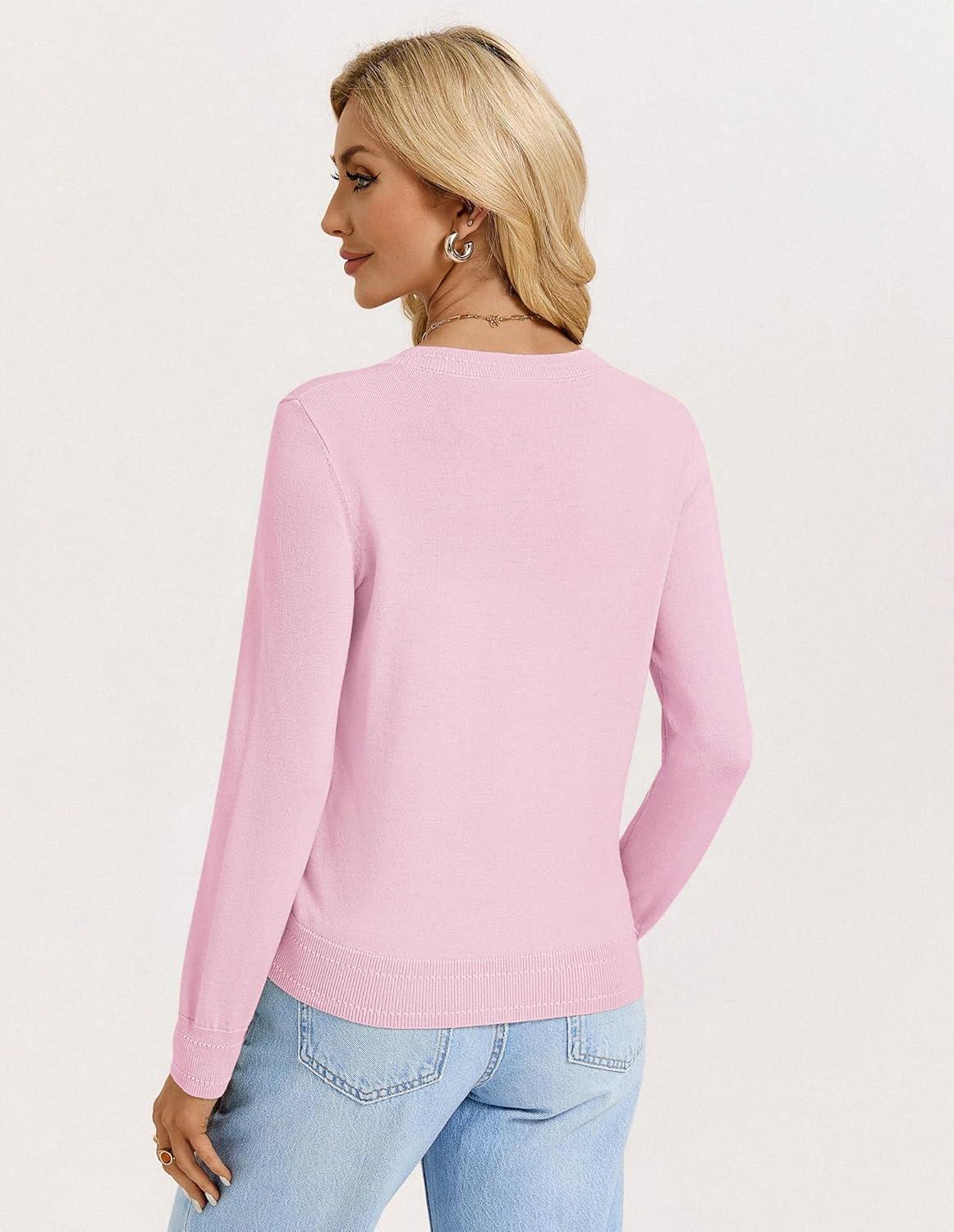 imageGRACE KARIN Womens Lightweight Cardigan Sweaters Trendy Button Up VNeck Knit Cardigans Shrug Spring Fashion ClothesPink