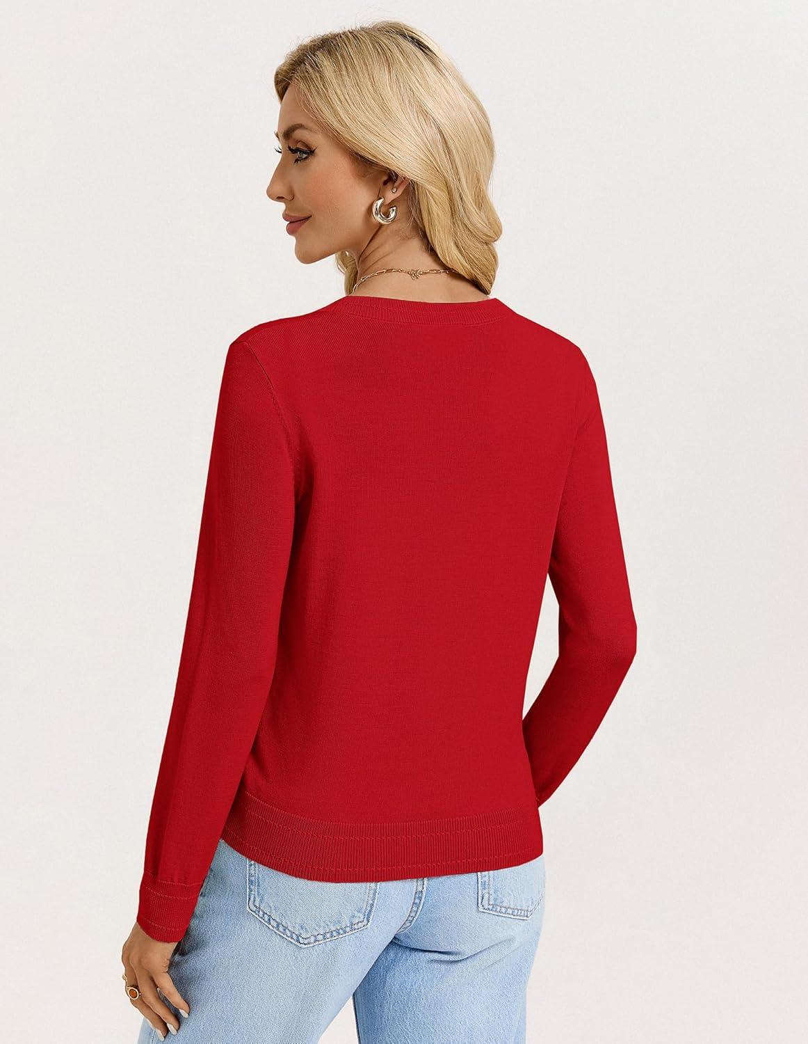 imageGRACE KARIN Womens Lightweight Cardigan Sweaters Trendy Button Up VNeck Knit Cardigans Shrug Spring Fashion ClothesRed