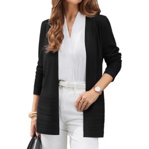 GRACE KARIN Women Long Cardigan, Summer Lightweight Cardigans, Long Sleeve V Neck Open Front Sweater 2026(Black)
