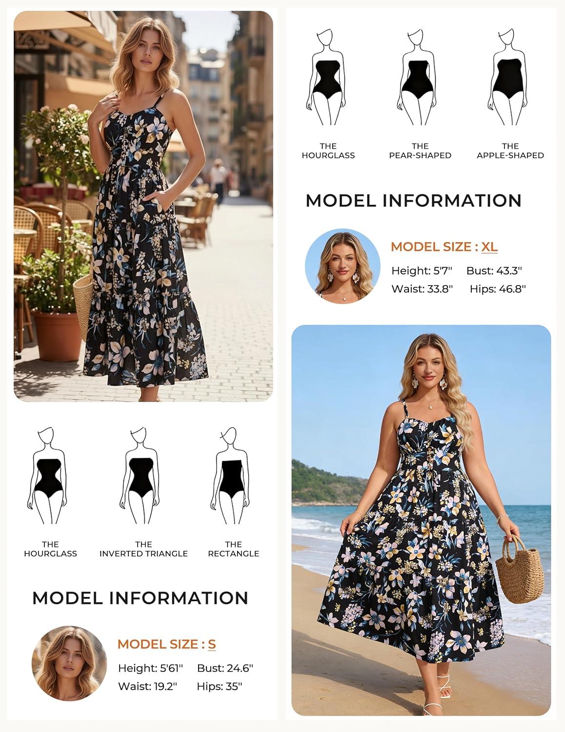 imageGRACE KARIN 2026 Womens Spaghetti Vacation Sundress Summer Beach Flowy Boho Floral Maxi Dresses with PocketsBlack Yellow Floral