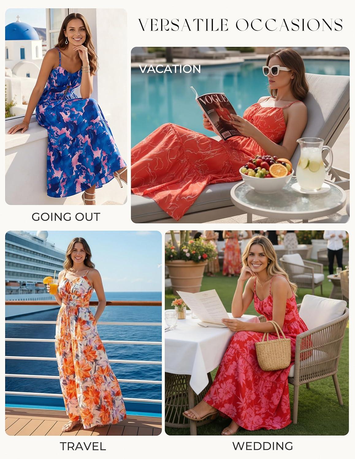 imageGRACE KARIN 2026 Womens Spaghetti Vacation Sundress Summer Beach Flowy Boho Floral Maxi Dresses with PocketsBlue Floral