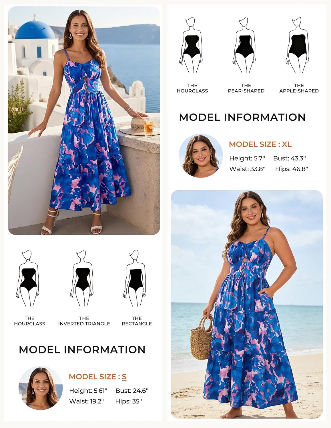 imageGRACE KARIN 2026 Womens Spaghetti Vacation Sundress Summer Beach Flowy Boho Floral Maxi Dresses with PocketsBlue Pink Floral