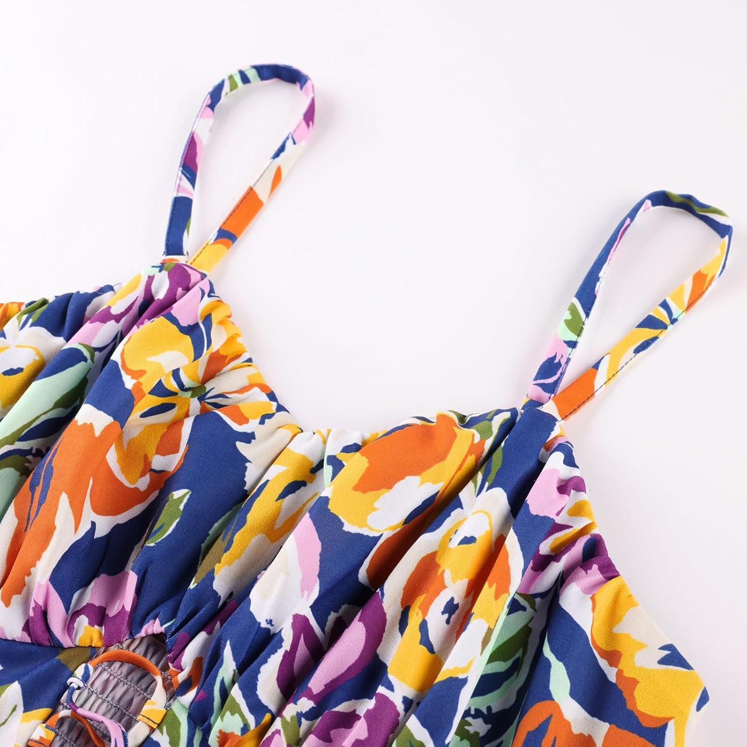 imageGRACE KARIN 2026 Womens Spaghetti Vacation Sundress Summer Beach Flowy Boho Floral Maxi Dresses with PocketsBlue Purle Floral