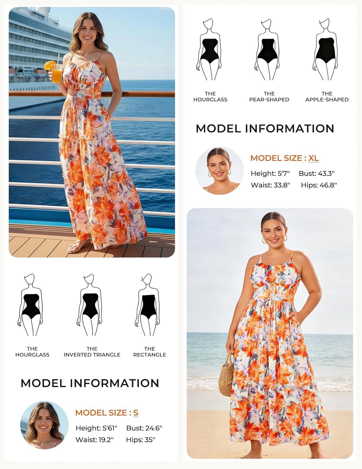 imageGRACE KARIN 2026 Womens Spaghetti Vacation Sundress Summer Beach Flowy Boho Floral Maxi Dresses with PocketsOrange Yellow Floral