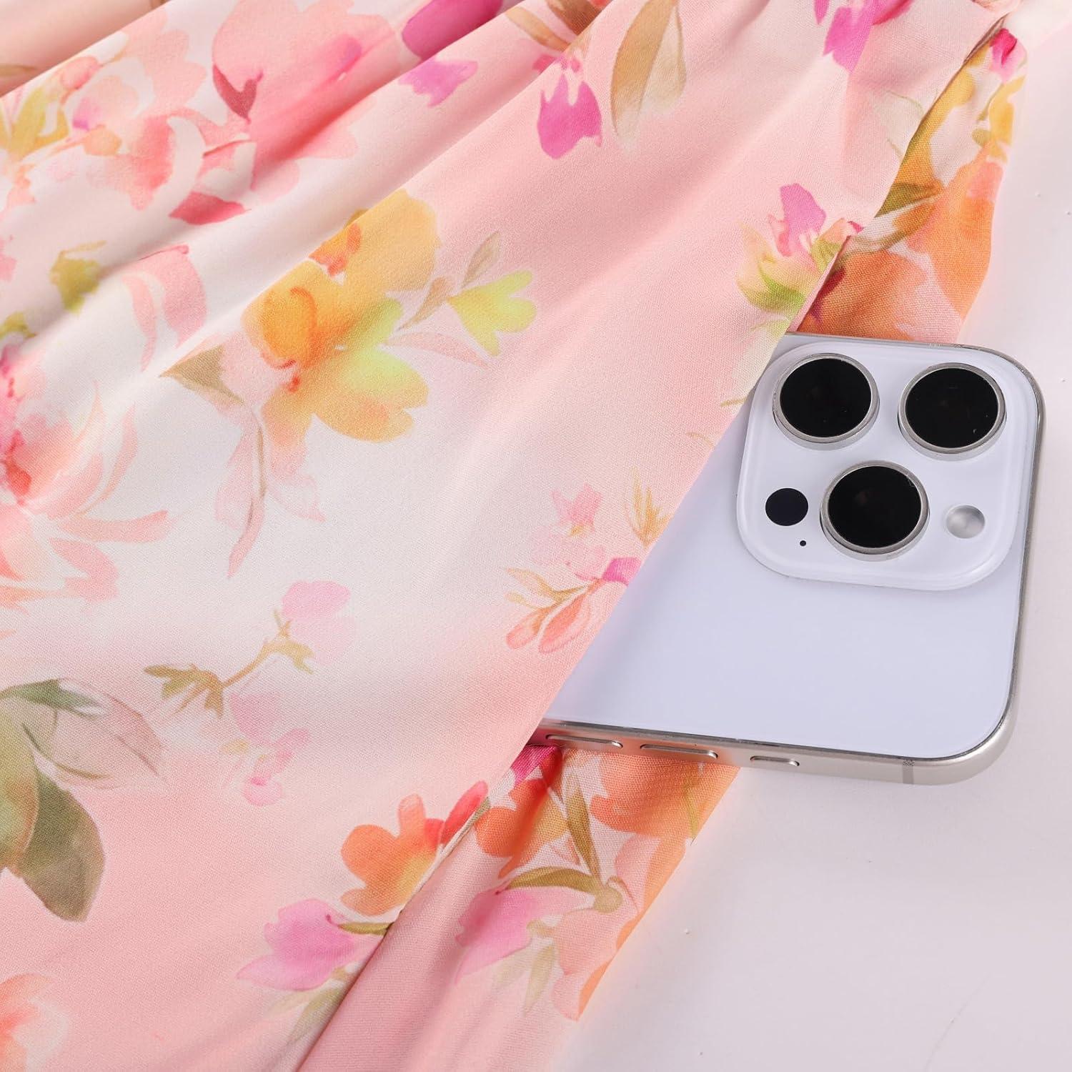 imageGRACE KARIN 2026 Womens Summer Floral Wedding Guest DressBeach Flowy A Line Maxi Off Shoulder Bridesmaid DressesFloral Pink