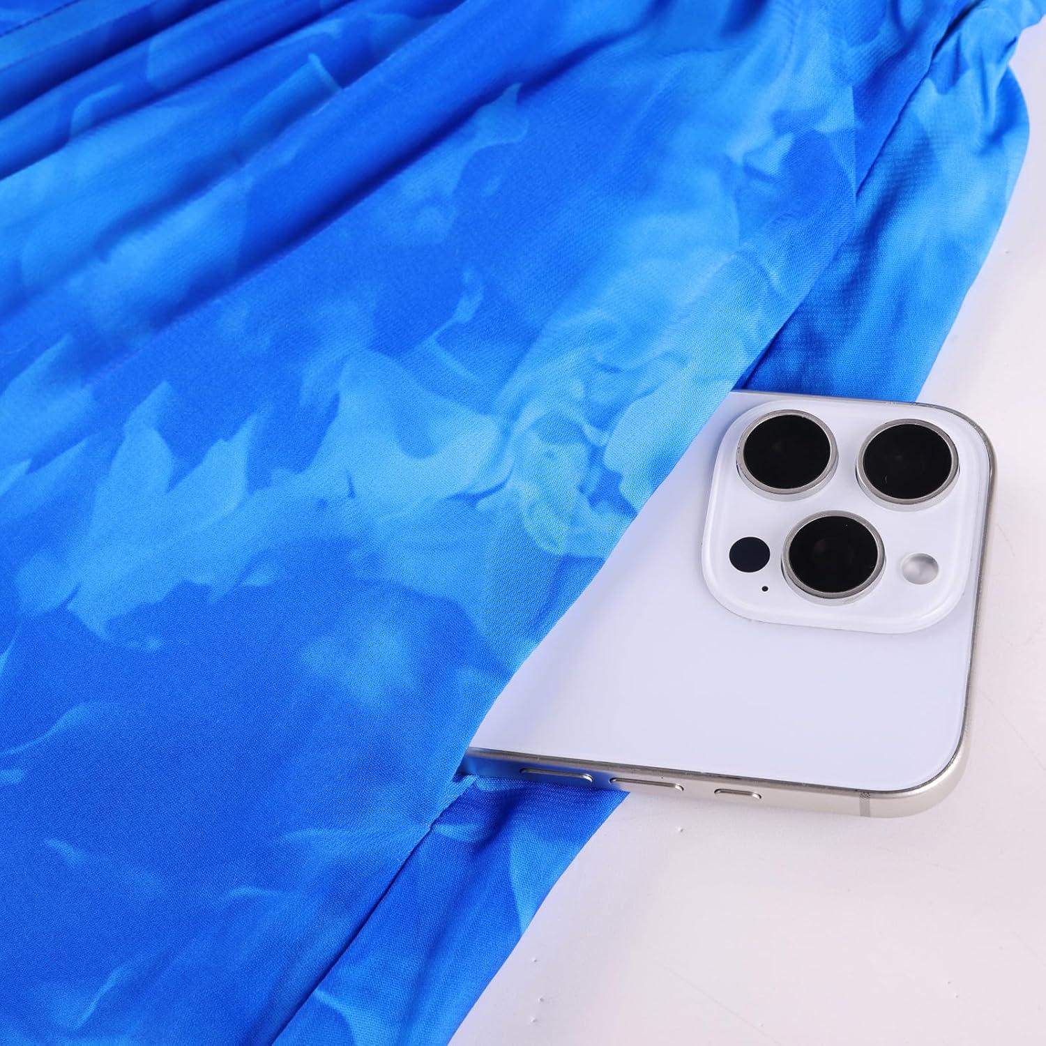 imageGRACE KARIN 2026 Womens Summer Floral Wedding Guest DressBeach Flowy A Line Maxi Off Shoulder Bridesmaid DressesRoyal Blue Floral