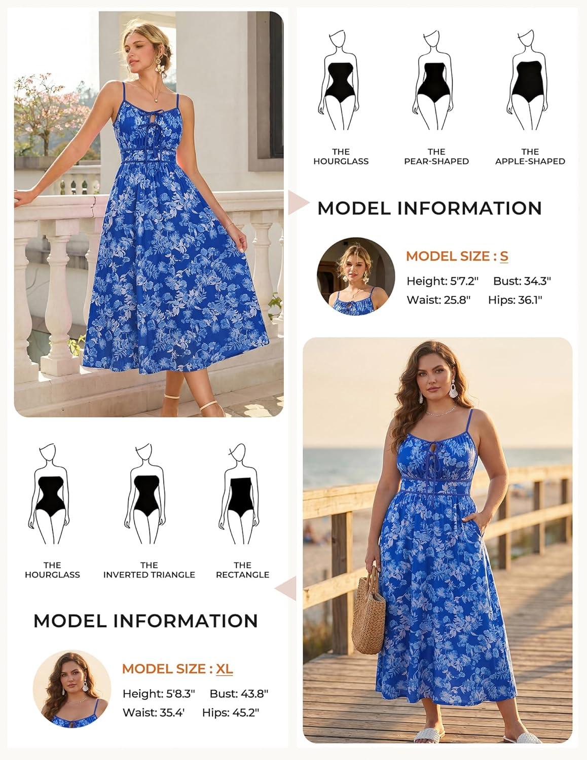 imageGRACE KARIN 2026 Womens Summer Maxi Floral Dress Spaghetti Strap Tie Front Boho Sundress with PocketsBlue Floral