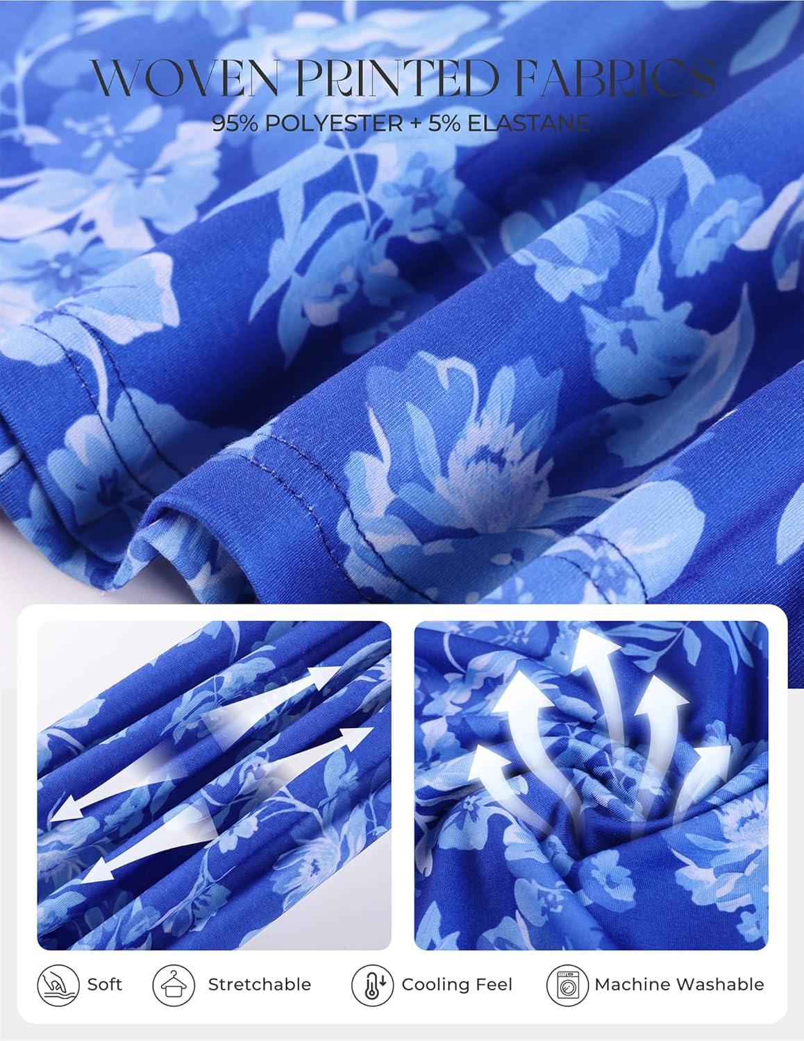 imageGRACE KARIN 2026 Womens Summer Maxi Floral Dress Spaghetti Strap Tie Front Boho Sundress with PocketsBlue Floral
