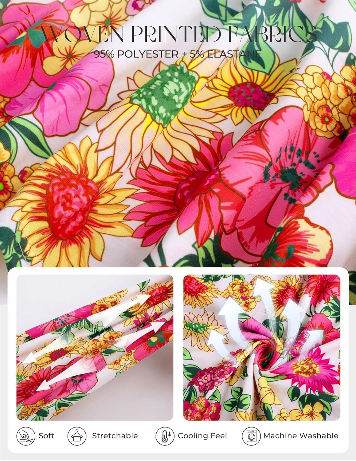 imageGRACE KARIN 2026 Womens Summer Maxi Floral Dress Spaghetti Strap Tie Front Boho Sundress with PocketsPink Yellow