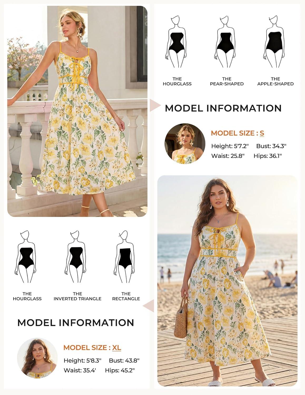 imageGRACE KARIN 2026 Womens Summer Maxi Floral Dress Spaghetti Strap Tie Front Boho Sundress with PocketsWhite Yellow Floral