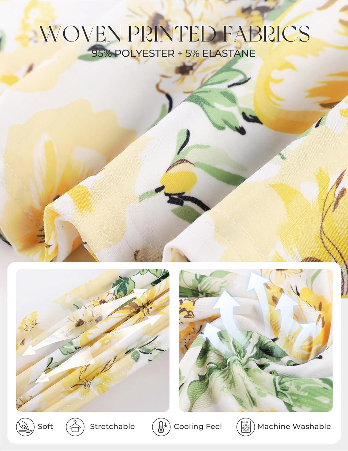 imageGRACE KARIN 2026 Womens Summer Maxi Floral Dress Spaghetti Strap Tie Front Boho Sundress with PocketsWhite Yellow Floral