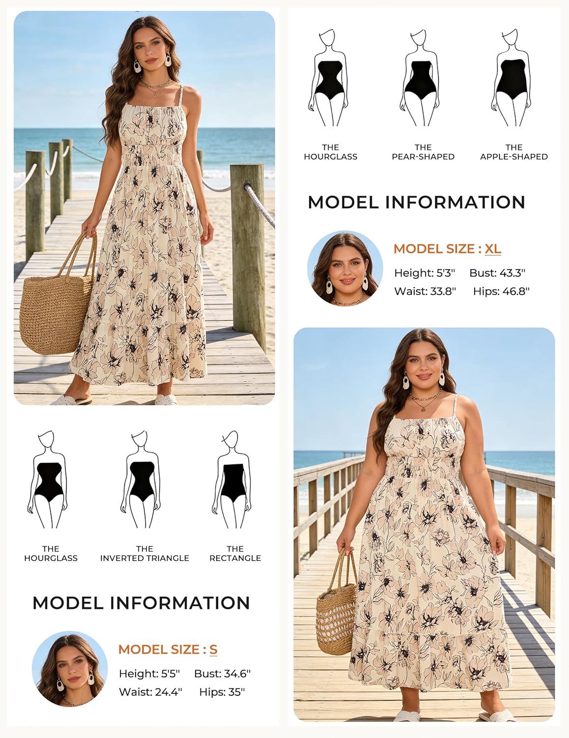 imageGRACE KARIN Summer Dresses for Women 2026 VacationSmocked Floral Maxi DressBoho Beach Sundress with Pocket Fashion ClothingBeige Flower