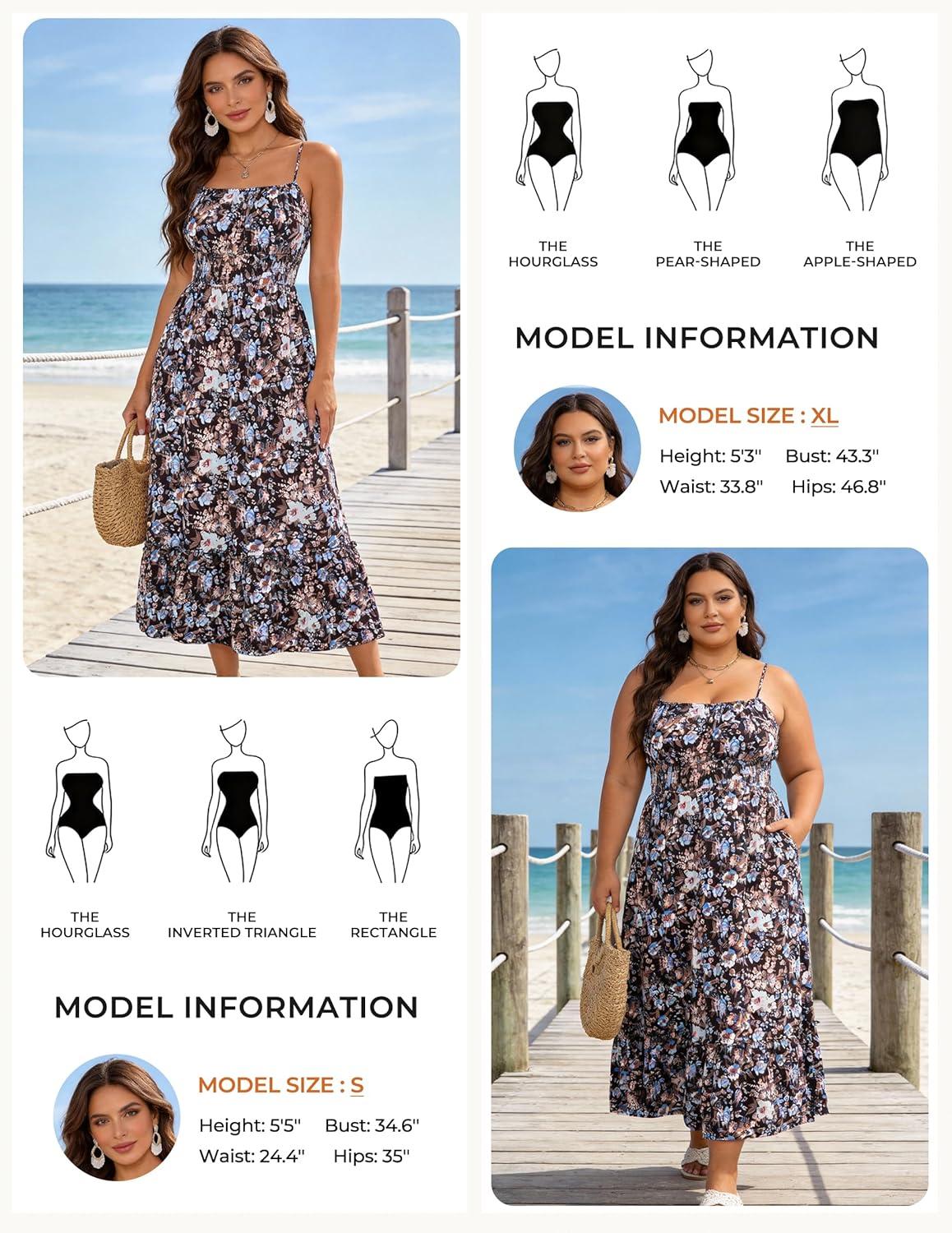 imageGRACE KARIN Summer Dresses for Women 2026 VacationSmocked Floral Maxi DressBoho Beach Sundress with Pocket Fashion ClothingBlack Floral