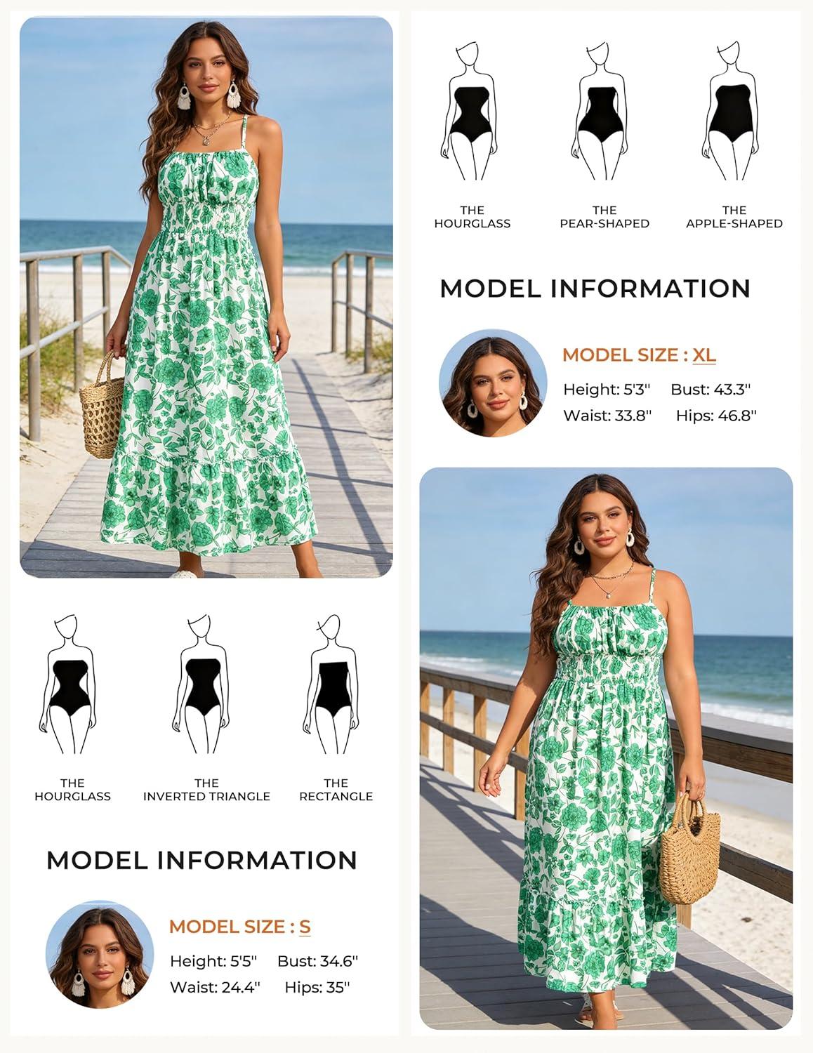 imageGRACE KARIN Summer Dresses for Women 2026 VacationSmocked Floral Maxi DressBoho Beach Sundress with Pocket Fashion ClothingGreen Floral