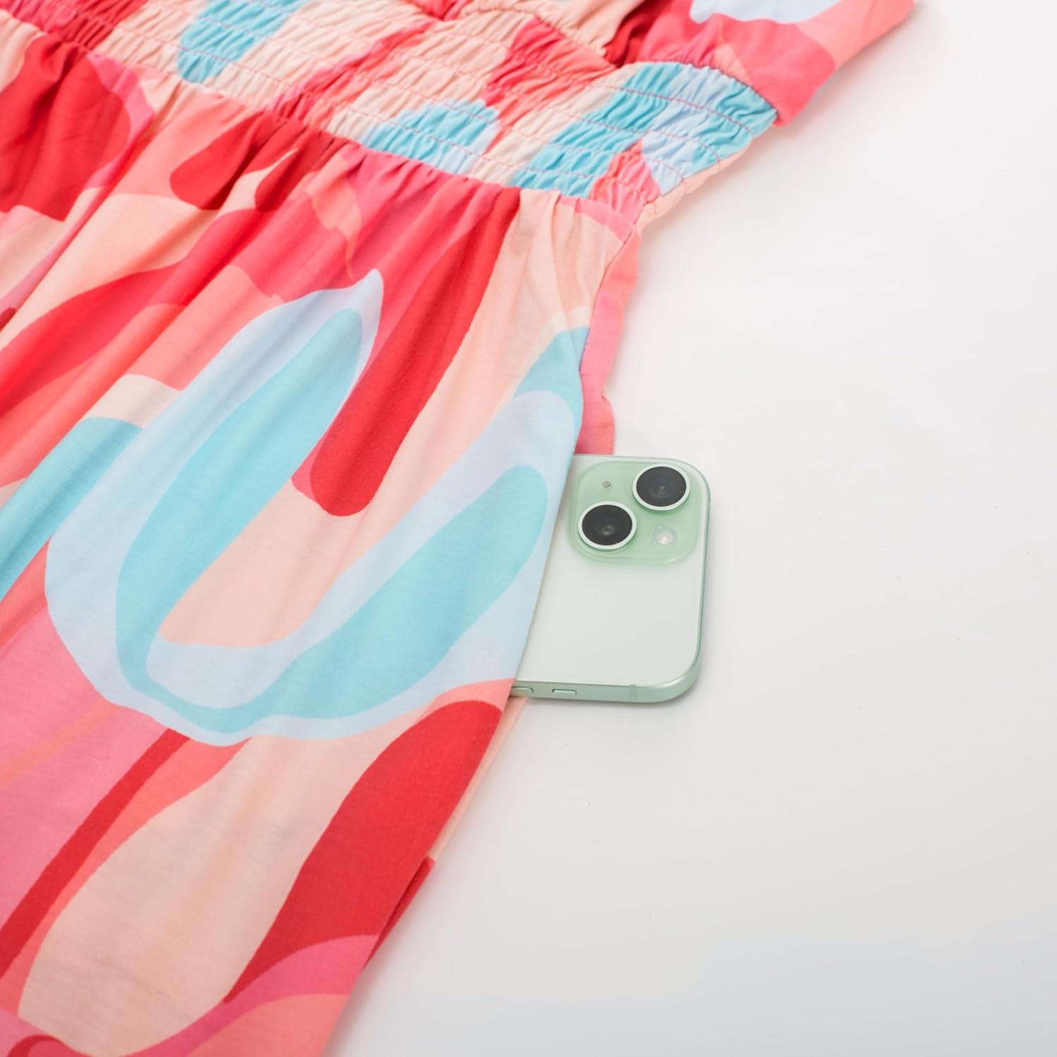 imageGRACE KARIN Summer Dresses for Women 2026 VacationSmocked Floral Maxi DressBoho Beach Sundress with Pocket Fashion ClothingPink Floral