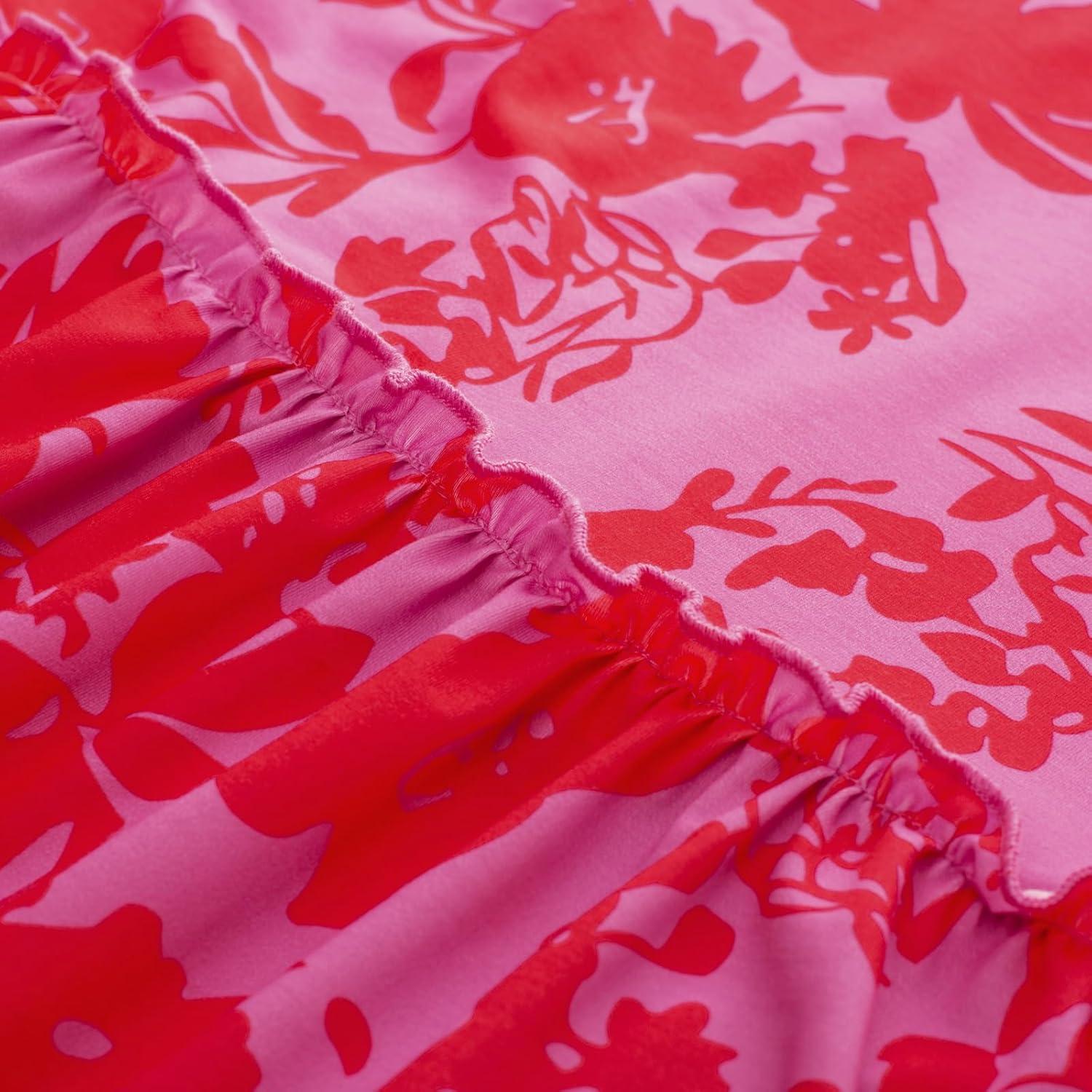 imageGRACE KARIN Summer Dresses for Women 2026 VacationSmocked Floral Maxi DressBoho Beach Sundress with Pocket Fashion ClothingPurple Red Floral