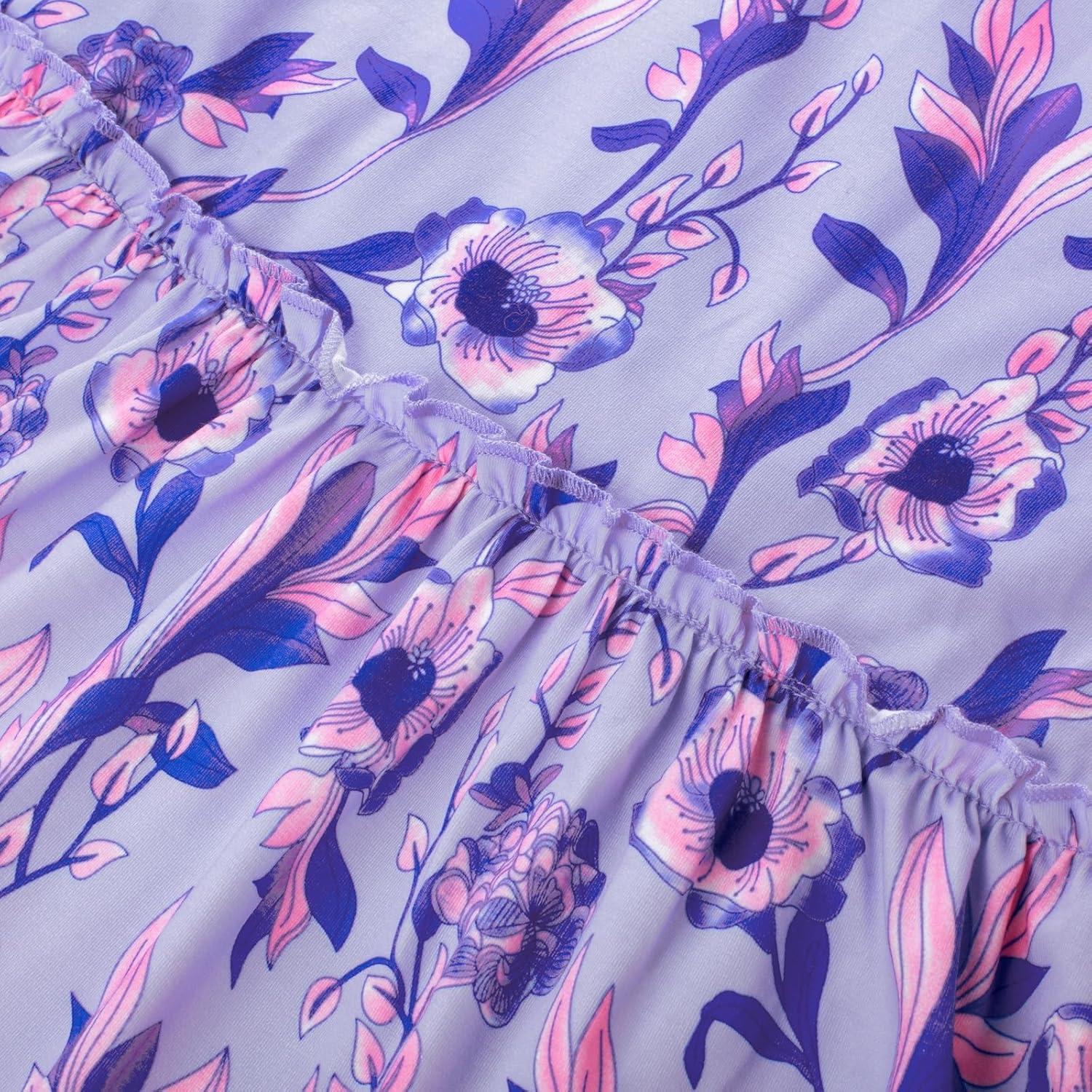 imageGRACE KARIN Summer Dresses for Women 2026 VacationSmocked Floral Maxi DressBoho Beach Sundress with Pocket Fashion ClothingPurple Vine