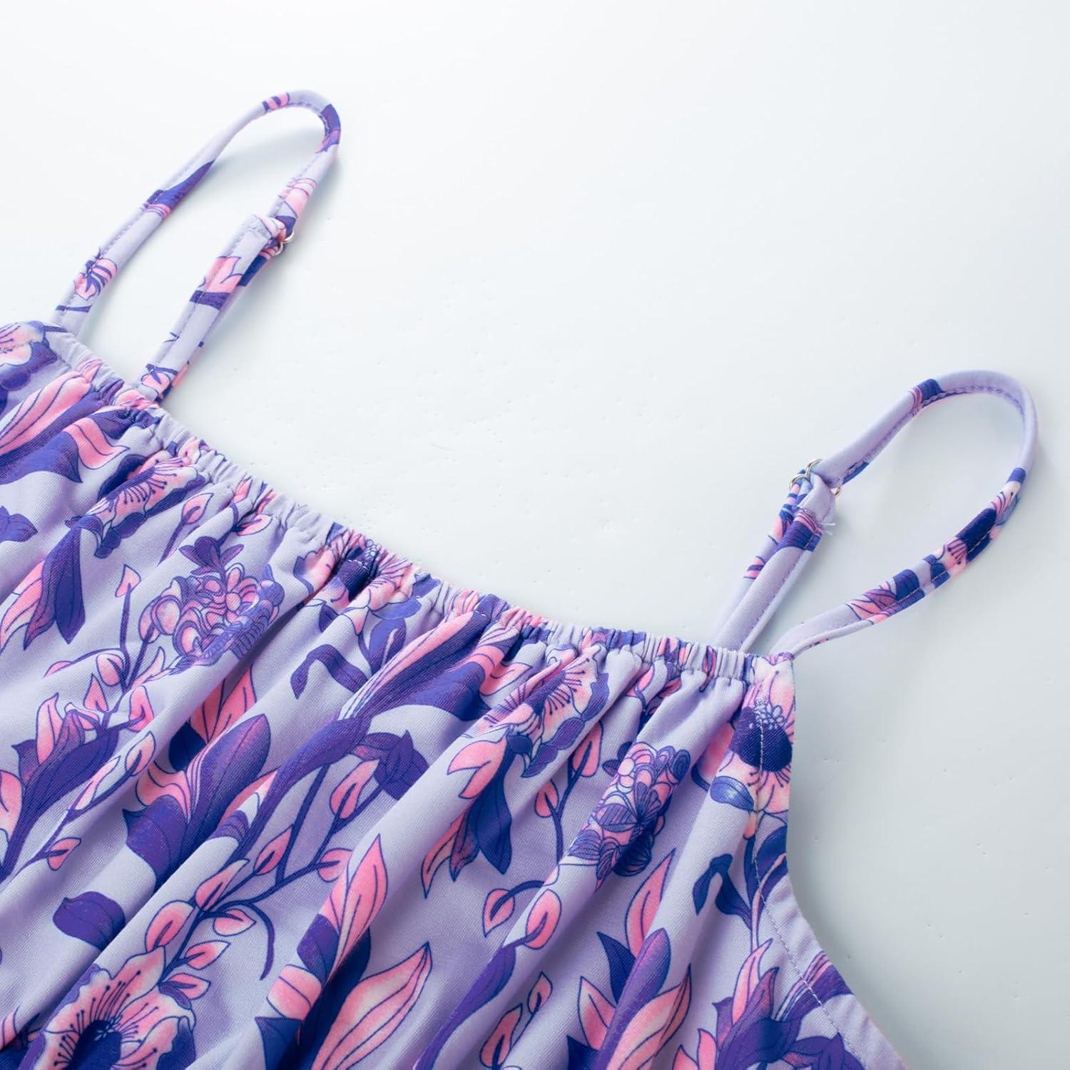 imageGRACE KARIN Summer Dresses for Women 2026 VacationSmocked Floral Maxi DressBoho Beach Sundress with Pocket Fashion ClothingPurple Vine