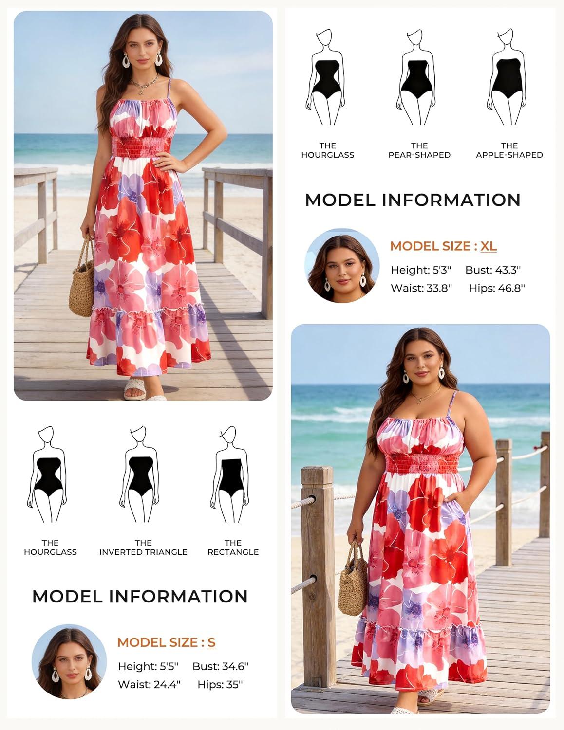 imageGRACE KARIN Summer Dresses for Women 2026 VacationSmocked Floral Maxi DressBoho Beach Sundress with Pocket Fashion ClothingRed Floral