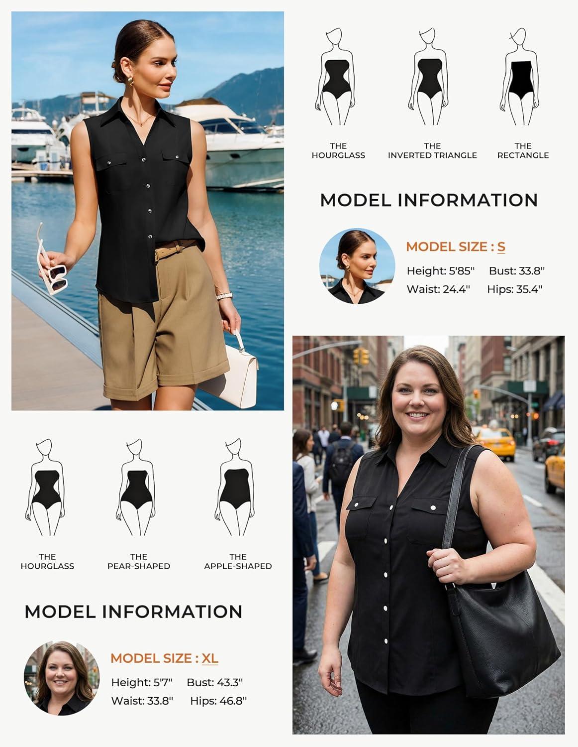 imageGRACE KARIN Women Sleeveless Button Down Shirts Summer Solid Dressy Casual Blouse V Neck Tank Top Business Work 2026 TrendyBlack